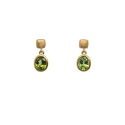 Bezel Oval Drop Earrings 24K Fair Trade Gold Vermeil Collection Peridot
